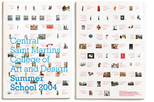 Front and back covers of Central Saint Martins College of Art and Design’s Summer School 2004 brochure